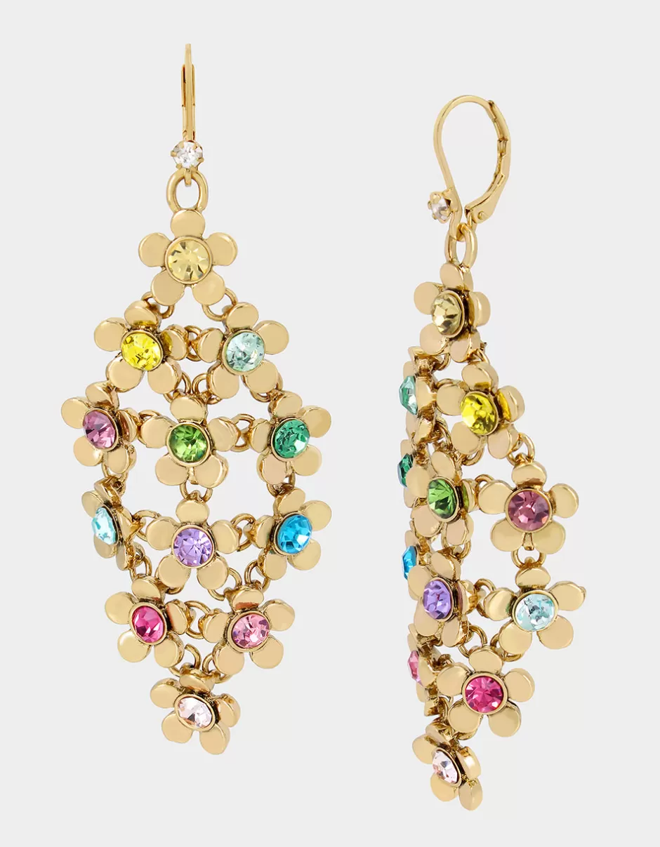 Women Betsey Johnson Jewelry<Betsey Love Fest Stone Flower Chandelier Earrings