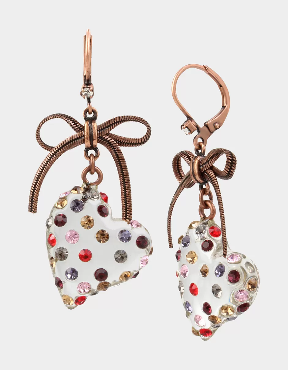 Women Betsey Johnson Jewelry<Betseys Lucite Heart Drop Earrings