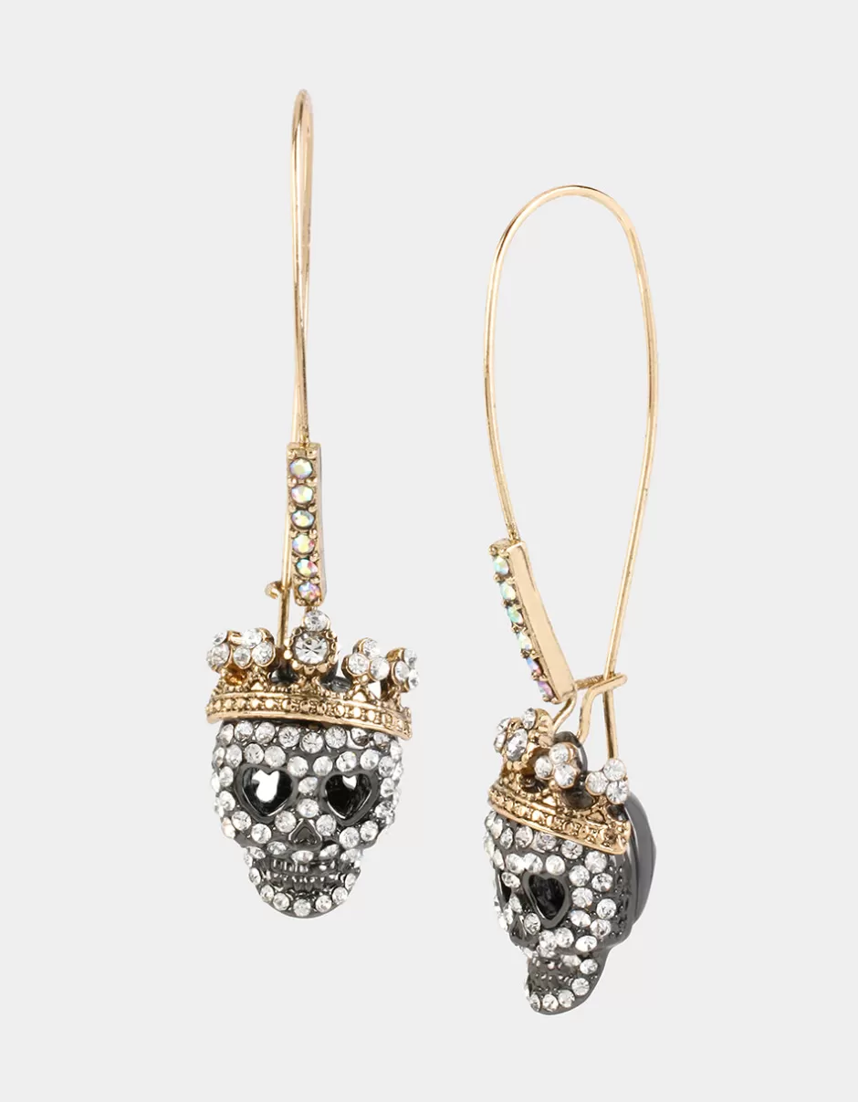 Women Betsey Johnson Jewelry<Betseys Pave Skull Hook Earrings