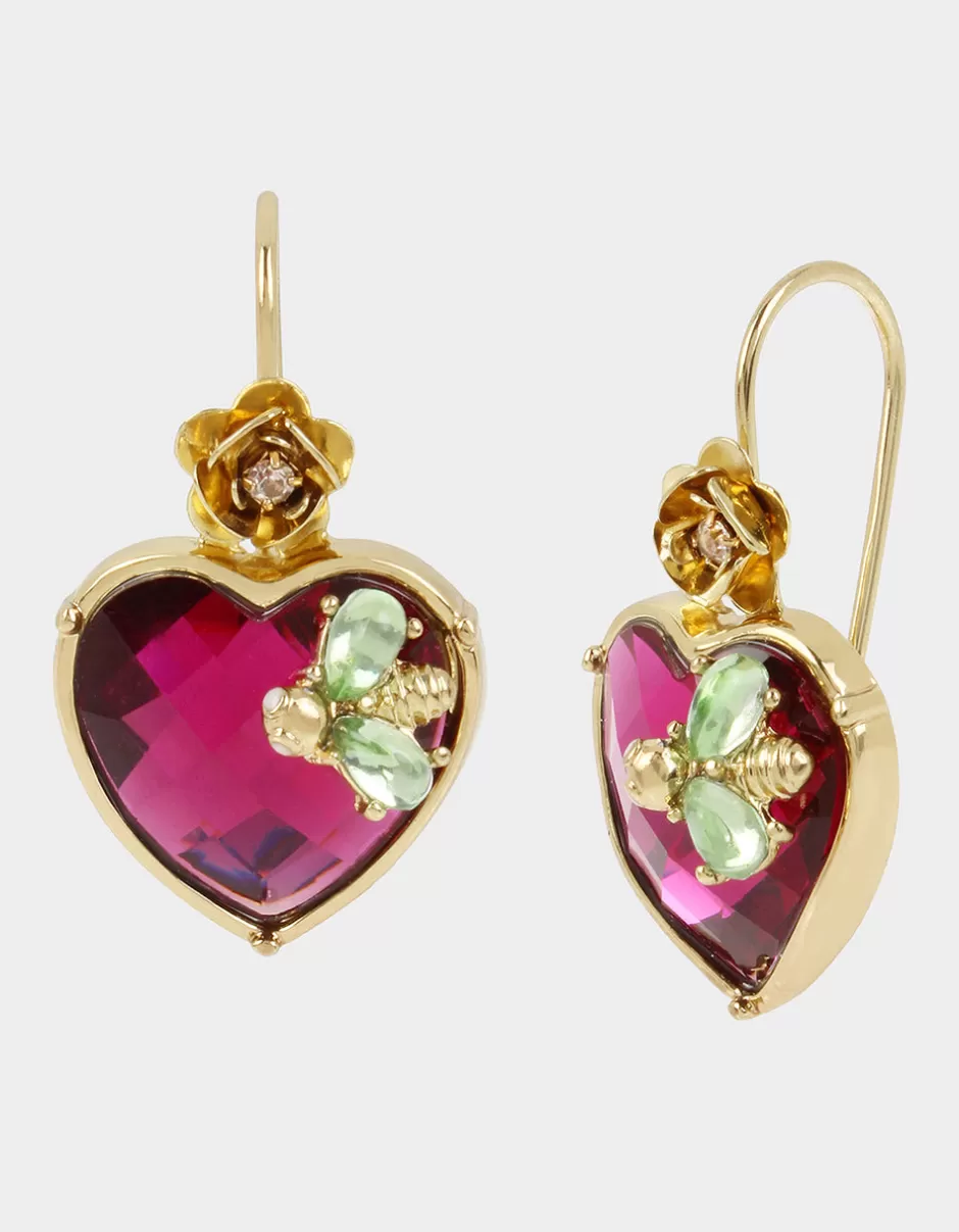 Women Betsey Johnson Jewelry<Betseys Stone Heart Drop Earrings