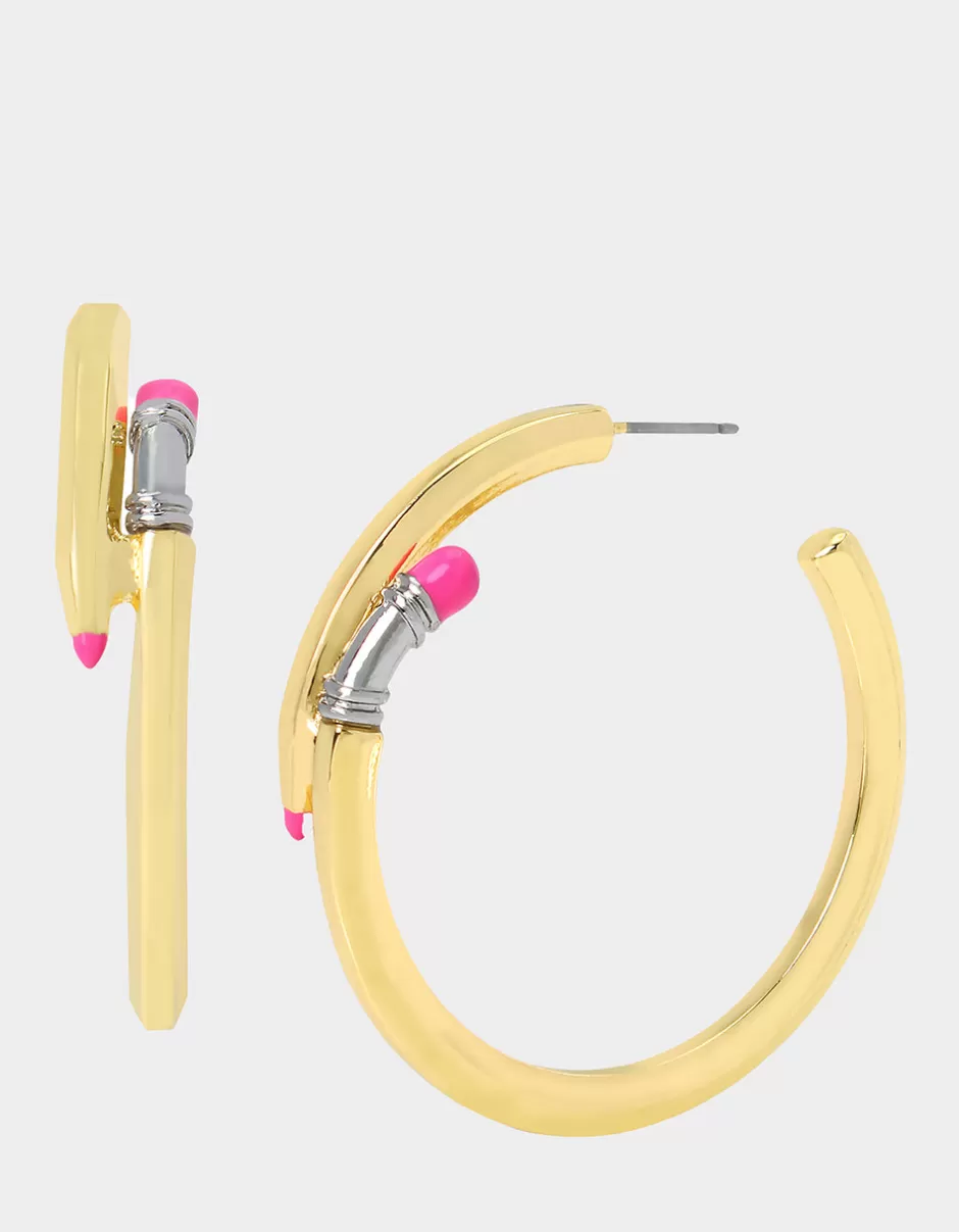 Women Betsey Johnson Jewelry<Charm School Pencil Hoops