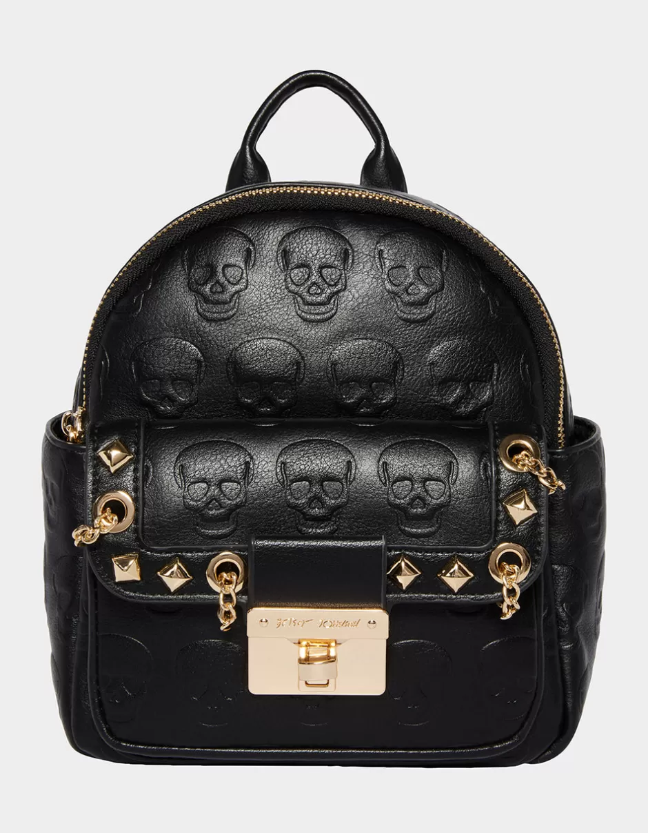 Women Betsey Johnson Handbags<No Brainer Skull Mini Backpack