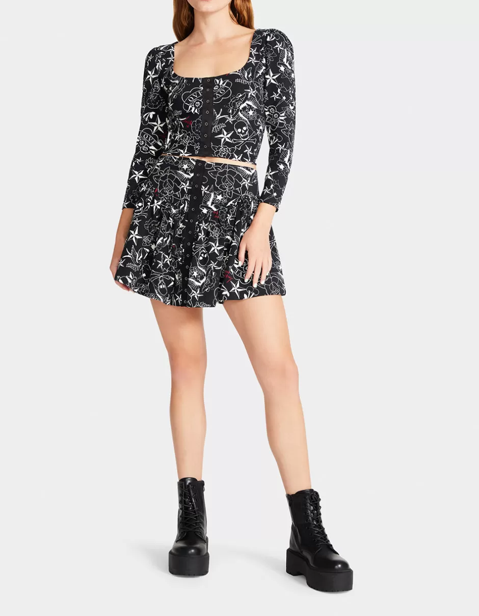 Women Betsey Johnson Clothing<Pretty In Punk Vintage Inspired Flounce Mini Skirt Nt